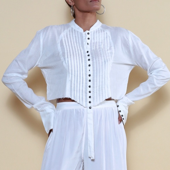 Long sleeve silk blouse hand made - Picture 2 of 3